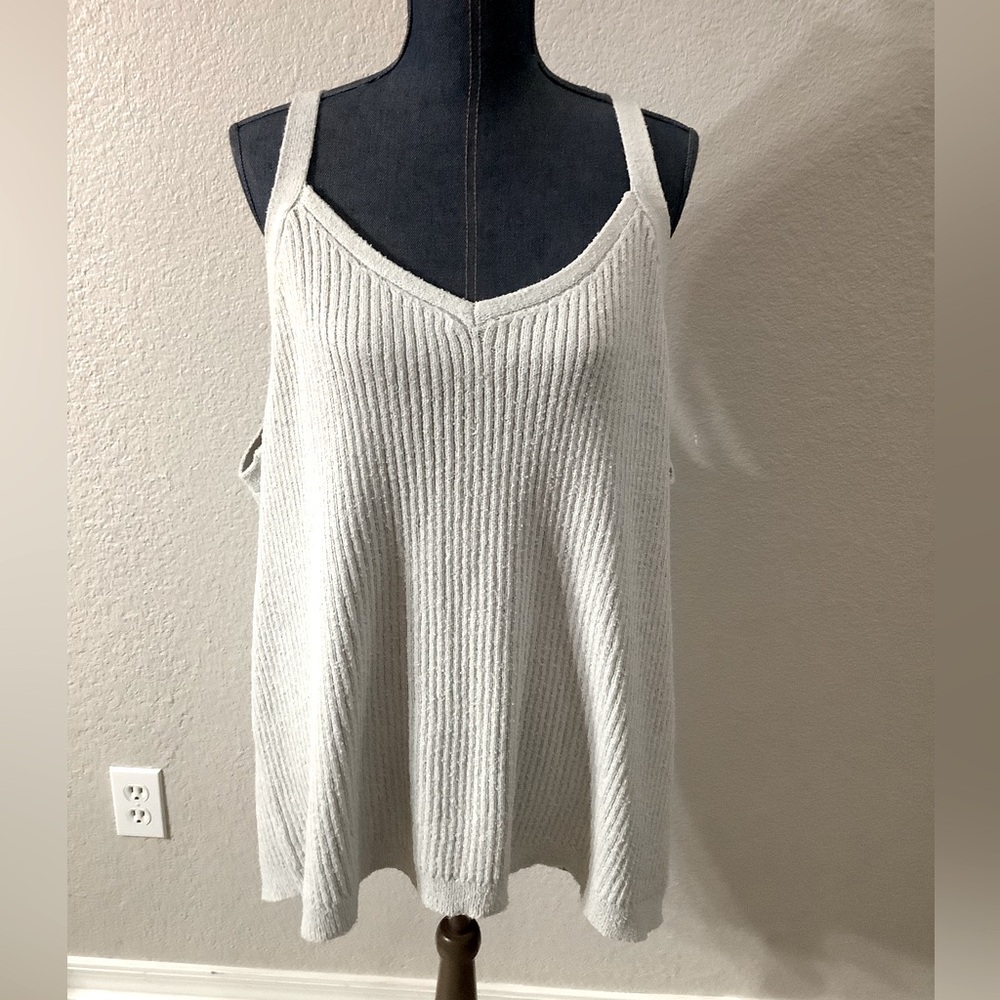 Ava & Viv Light Gray Ribbed Knit Wide Strap Camisole Top Women's Plus Size 4X